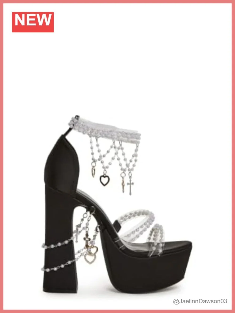 Velvet Heels with Pearl Beads & Adjustable Straps, Chunky Platform Stiletto